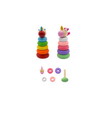 wooden dragon unicorn tower stacking game