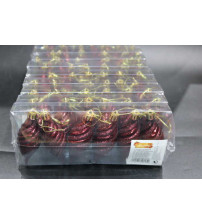 9cm螺旋尖果彩绘.6个/pvc盒.酒红