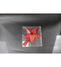 22cm印花五角星树顶.1个/pvc盒.红色