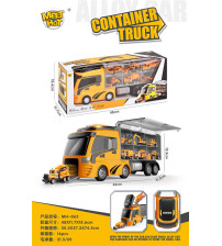 灯光音乐弹射合金收纳工程货柜车（配6只合金车 AA*2 不包电）（不含税 neto）