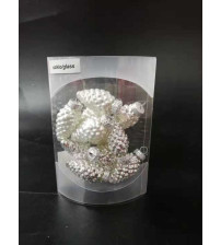 45mm玻璃松果 银/每PVC盒装12pcs