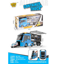 灯光音乐弹射合金收纳警察货柜车（配6只合金车 AA*2 不包电）（不含税 neto）