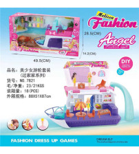 换装少女游轮套装配2少女/2头发/6衣服/2手袋/1套太阳伞桌椅/烧烤炉(不含税 neto）