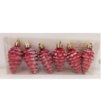 6cm亮光彩绘新松果.6个/盒.10盒/中包.红色(含税 bruto)