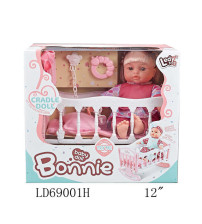 12寸12声娃娃+摇床+配被+枕头+衣服+配件(不含税 neto)