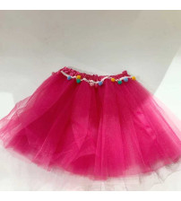 30厘米毛球纱裙  玫红色