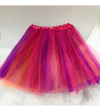 40CM三层三色纱裙 深粉色