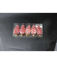 8cm松果彩绘.5个/pvc盒.红色