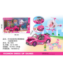 灯光音效芭比轿跑带公仔户外桌椅套装(不含税 neto）