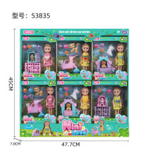 6寸娃娃配推车狗屋狗笼猫狗4款头饰3款混装