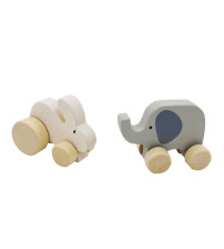 wooden rabbit and elephant car
