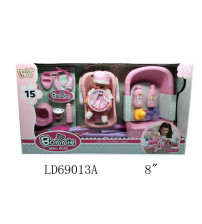 8寸娃娃发4声IC+推车+大浴盆+沐浴套装+餐具套装等配件(不含税 neto)