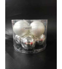 80mm玻璃球 银/每PVC桶装8pcs