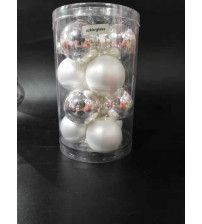 60mm玻璃球 银/每PVC桶装12pcs