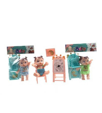 5寸搪胶3毛女娃娃带黑板3件套(不含税 neto）