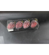 9cm胖松果彩绘.4个/pvc盒.6盒/中包.红色