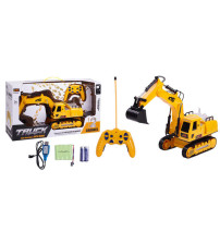 遥控闪光音乐履带工程车（挖掘机、12通带音乐3颗7彩灯、带自动演示、带4节可充电5号电池2节非充电电池和充电器）（不含税 neto）