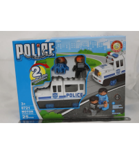 电动灯光音乐滑行万向两用警车积木